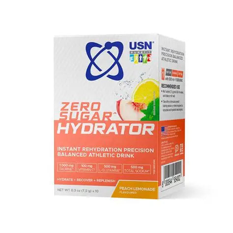 USN zero sugar hydrator peach lemon 10's