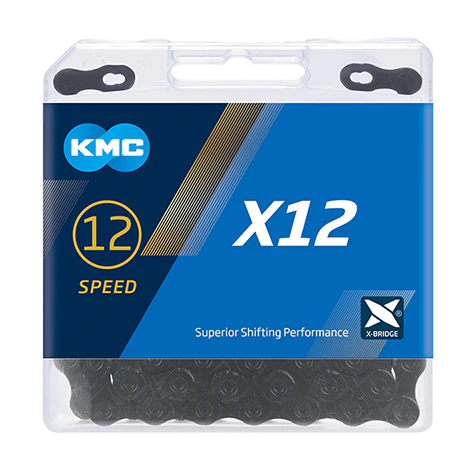 KMC 12-Speed X12 Black Tech Chain | 126 Links | Boxed